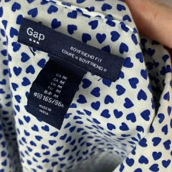 Gap factory womens top size M button down blue white hearts - Picture 6 of 7